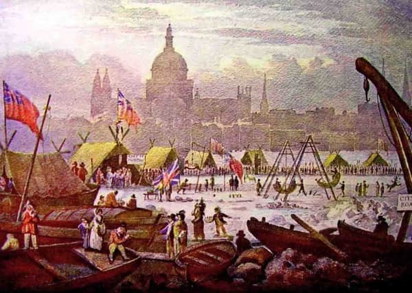 Painting shows the last-ever Frost Fair on the River Thames in 1814.