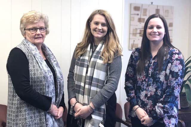 New Starter Laura Young is pictured with Pam Utley and Emma Windrass, members of the Scarborough team.