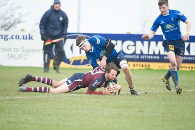 James Perrett scores the second of his tries against North Ribblesdale