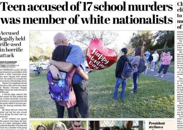 How the Yorkshire Post reported the Florida school shooting last week.