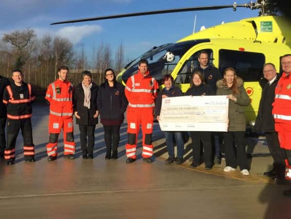 The cheque presentation to Yorkshire Air Ambulance