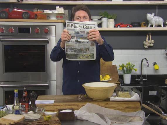James Martin with a copy of the Whitby Gazette.