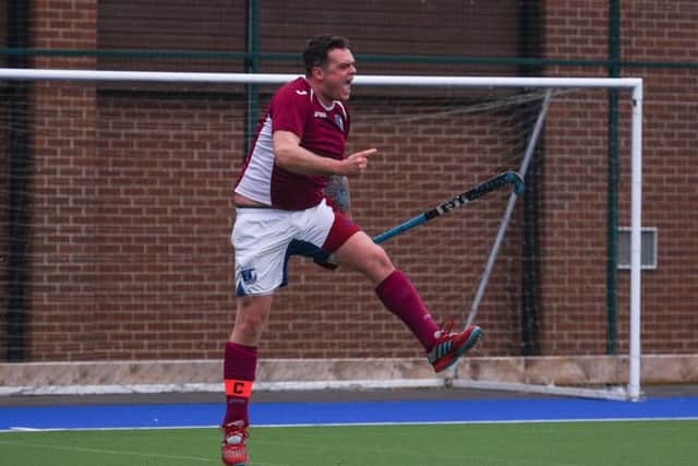 Rikki Lawrence celebrates a goal. Picture by Will Palmer