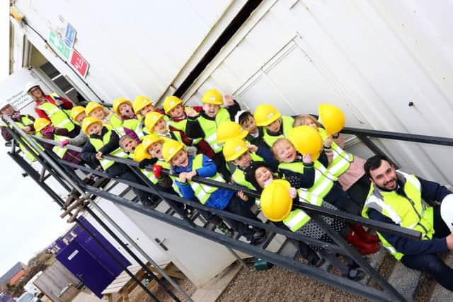 The building site at Broughton Manor became an unusual classroom for the Malton Primary School pupils.
