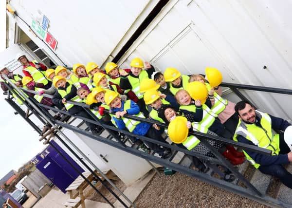 The building site at Broughton Manor became an unusual classroom for the Malton Primary School pupils.