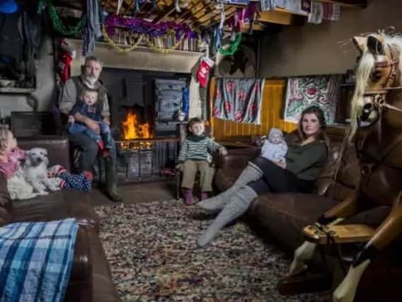 Amanda Owen and her family on the farm in Swaledale.