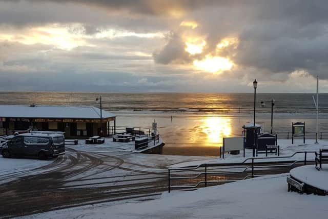 This outstanding snow photograph of Fileys seafront was taken by Tracey Roberts.