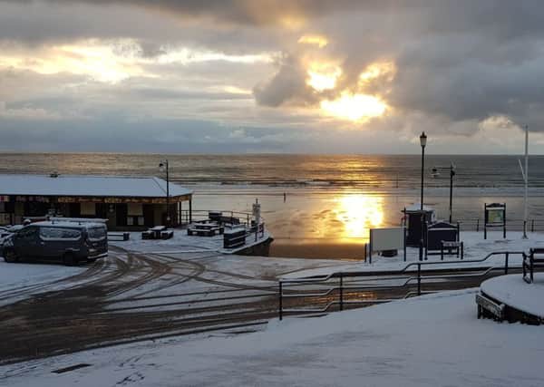 This outstanding snow photograph of Fileys seafront was taken by Tracey Roberts.