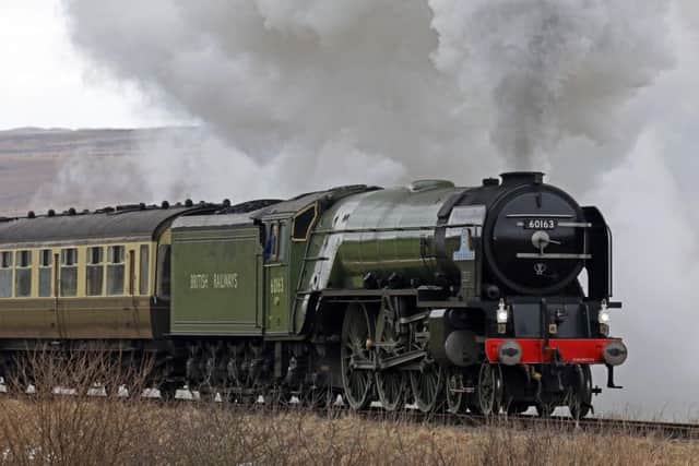 The Tornado steam engine pulls hard on the incline out of Goathland on its second run to Pickering on Tuesday (6 March). Photo: Alan Firbank.