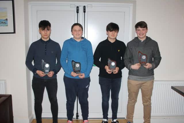 Under-15s winners Marley Ward, Elliott Hatton, Finley Ward and Jake Hatton