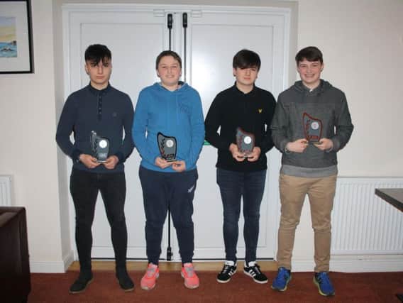 Under-15s winners Marley Ward, Elliott Hatton, Finley Ward and Jake Hatton