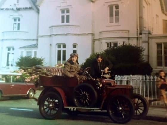 Ken Dodd outside the Villa Esplanade during filming in August 1970. Picture by Roz Airey
