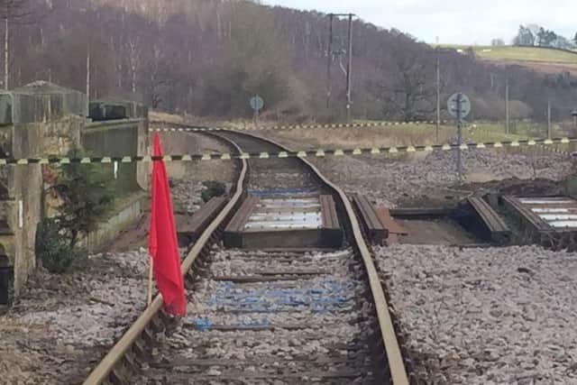 The line where the bridge was hit.