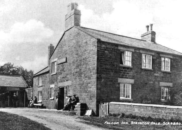 The Falcon Inn on the Whitby road has been a pub since at least the beginning of the last century and prior to this it was a shooting lodge for the then Lord Derwent.
As a 19th century coaching inn, it marked the changeover point for horses making the journey between Scarborough and Whitby. Today, The Falcon Inn still continues to provides a resting place for travellers.
Photo reproduced courtesy of the Max Payne collection. 
Reprints can be ordered with proceeds going to local charities. Telephone 0330 1230203 and quote reference number
