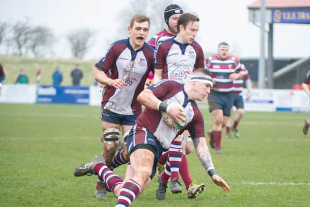 MIkey Whitton scores the opening try for Scarborough RUFC v Moortown

PICTURES: ANDY STANDING