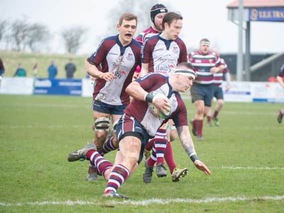 MIkey Whitton scores the opening try for Scarborough RUFC v Moortown

PICTURES: ANDY STANDING