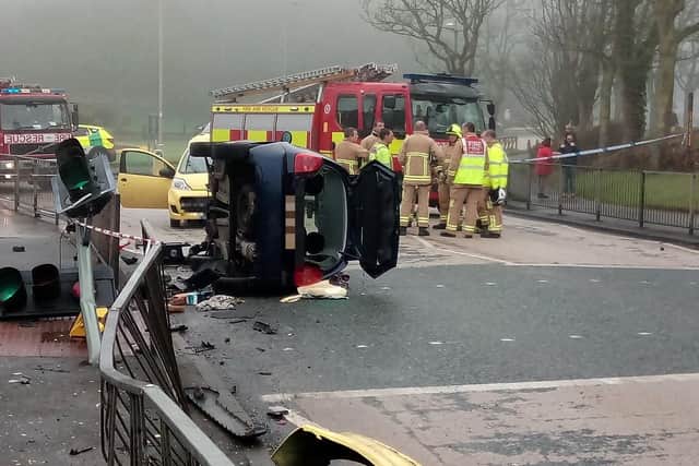Two vehicles re involved in the crash. Picture by Richard Ponter