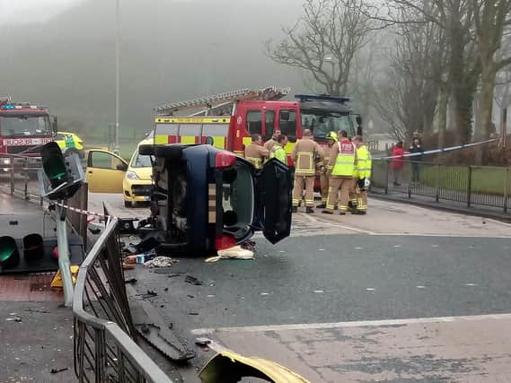 Two vehicles re involved in the crash. Picture by Richard Ponter