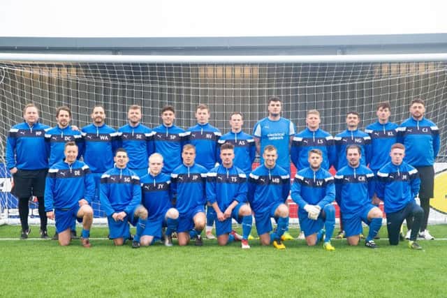 Trafalgar line up before their 4-1 win against Angel that landed them the NRCFA Sunday Challenge Cup. Pictures by Andy Standing.