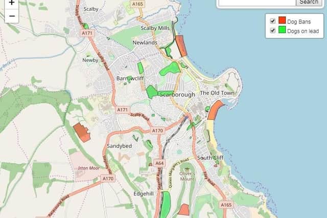 Where dogs are banned in Scarborough.