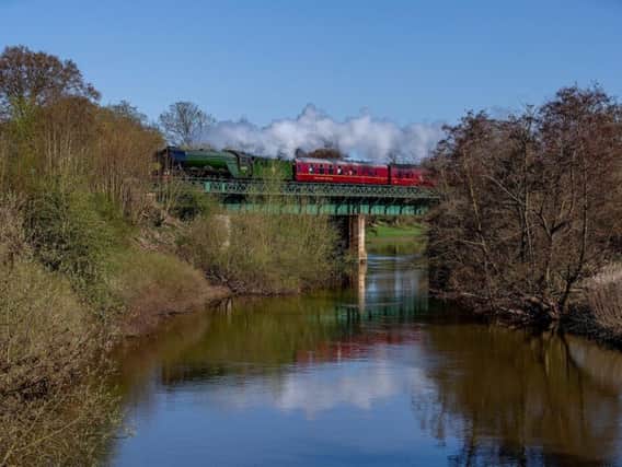 Flying Scotsman passes over the River Derwent