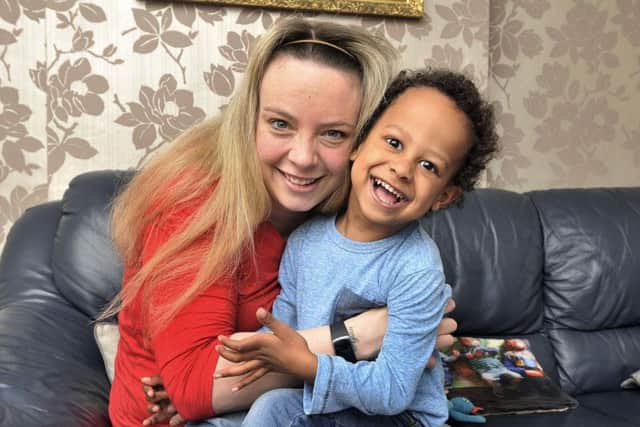 Mum Rachel Dube with Kieran