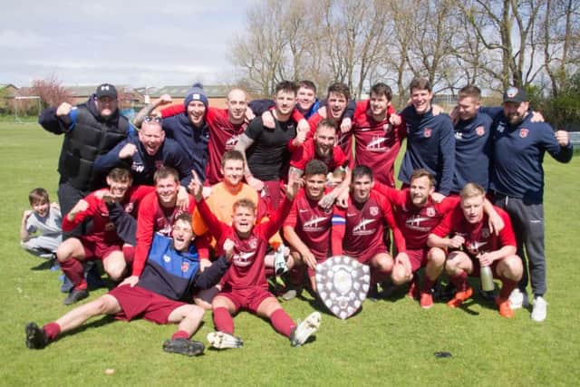 Angel Athletic celebrate winning the Sunday League Division One title. Pictures by Steve Lilly.