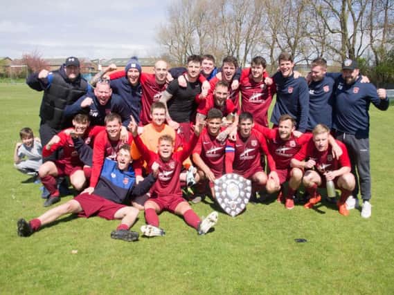 Angel Athletic celebrate winning the Sunday League Division One title. Pictures by Steve Lilly.