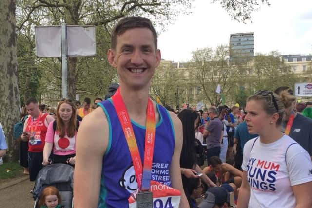 Tom completed the marathon in just over five hours