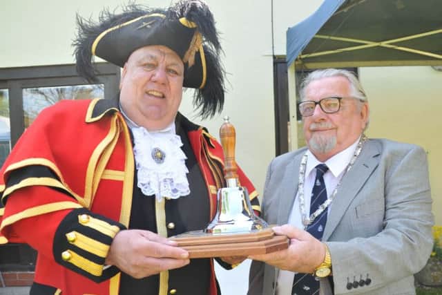 David Hinde is presented with his ward by Councillor Fred Clark, Mayor of Bromyard.