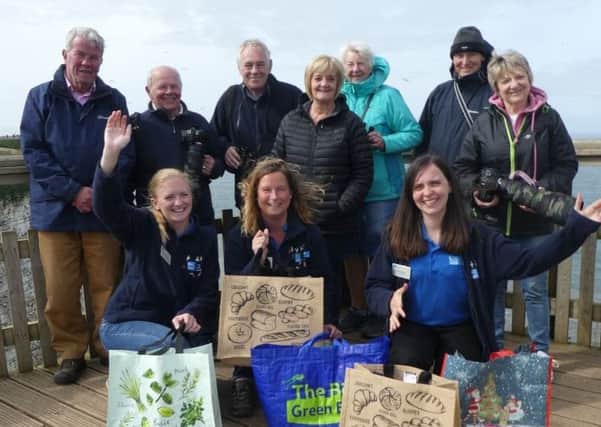 The Visitor Experience Team with members of the public at Bempton Cliffs.