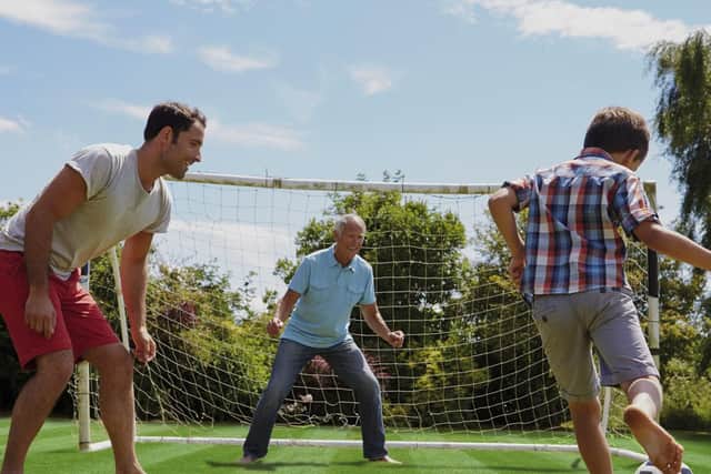 Playing football in the garden