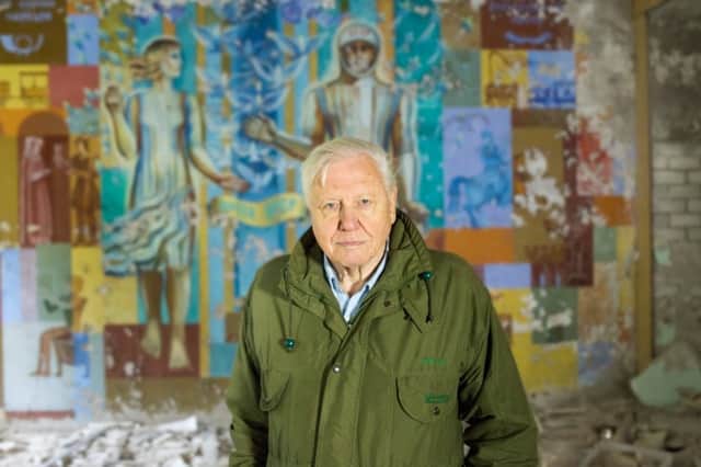 Sir David Attenborough pictured in Chernobyl while filming (Photo: Joe Fereday / Silverback Films)